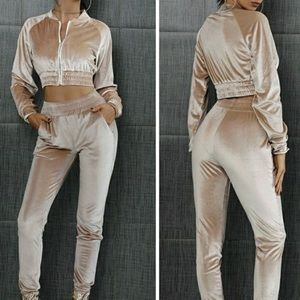 Nude Velvet Tracksuit